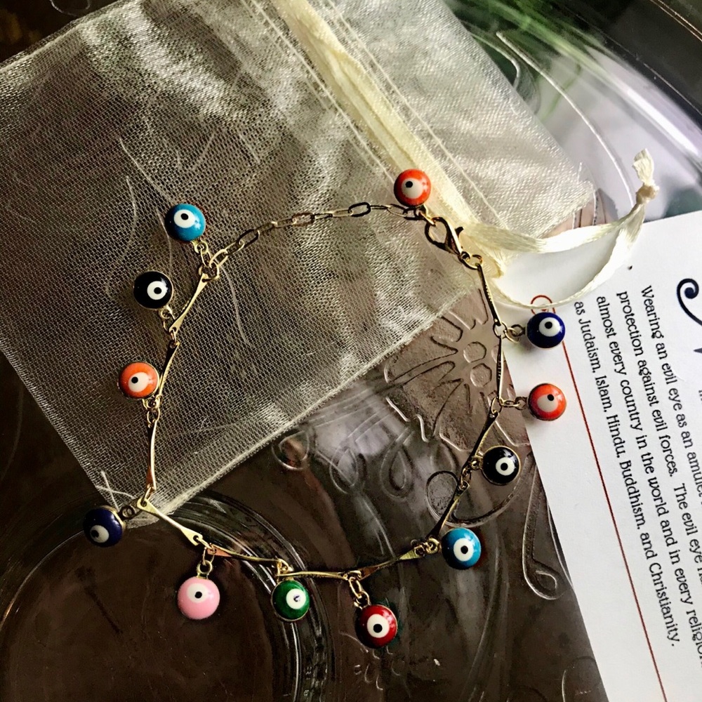 Brand New - Gold Brushed Evil Eye Multi Bracelet